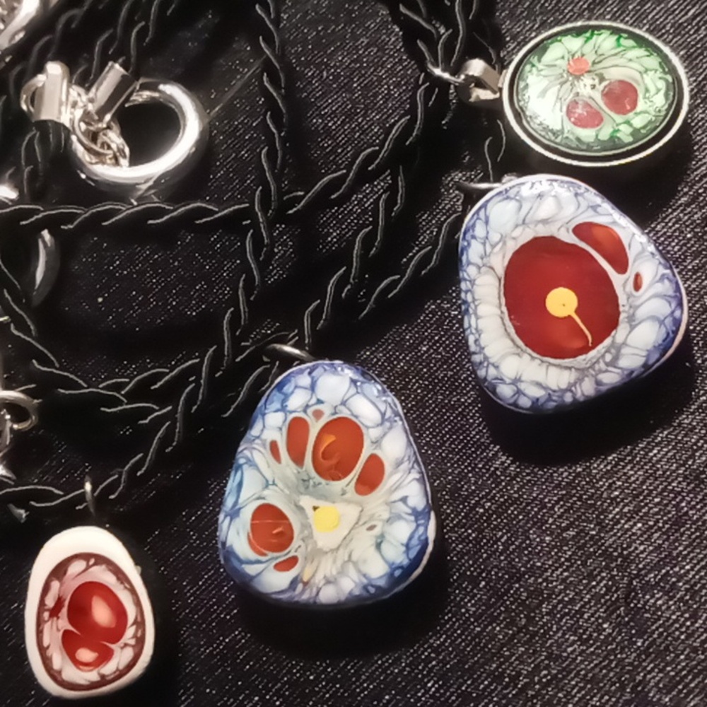 Touch  fired enamel Art glass toggle clasp bracelets & charms.